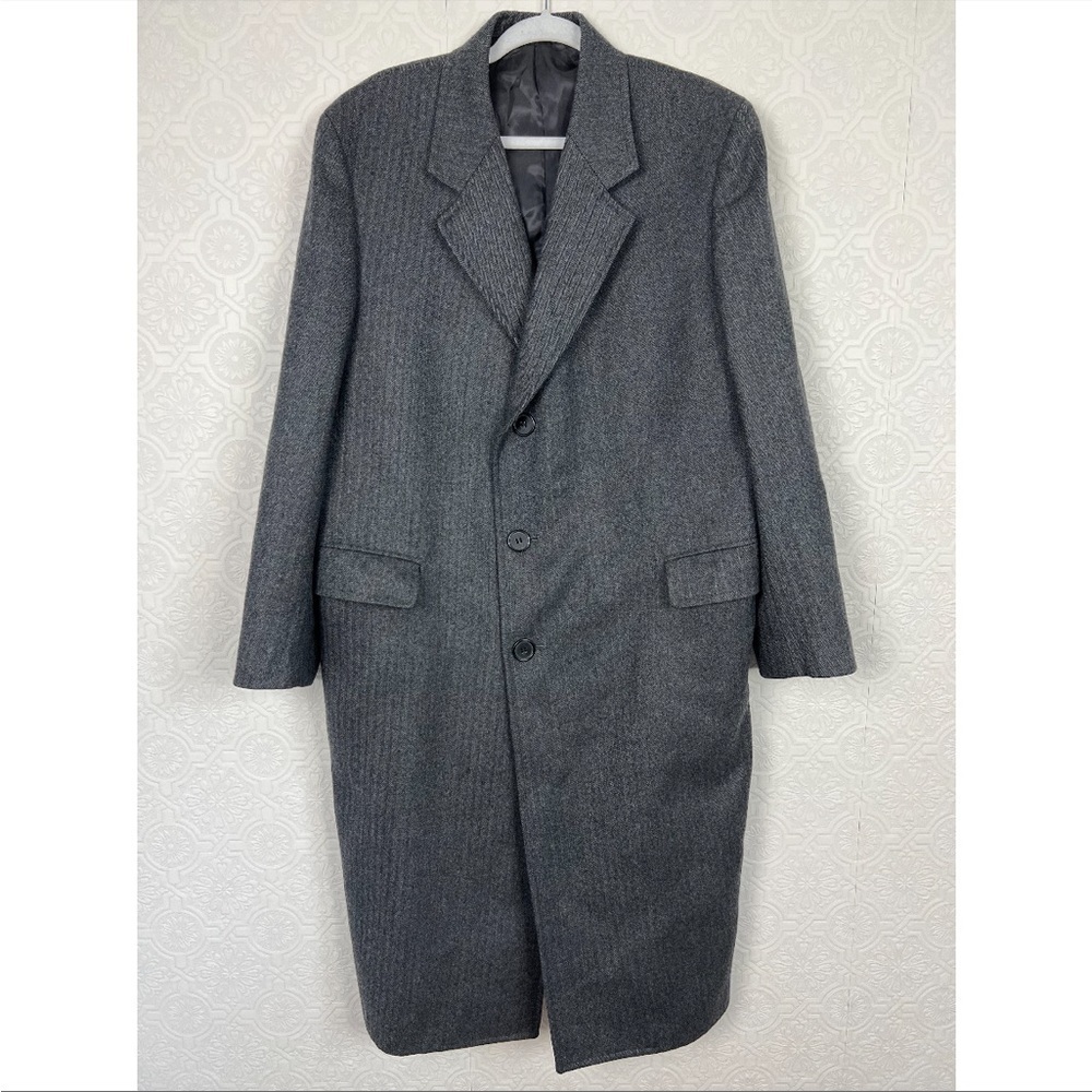 Vintage 100% Wool Trench Coat Pea‎ Coat Luxury Long Grey Event Special Occasion